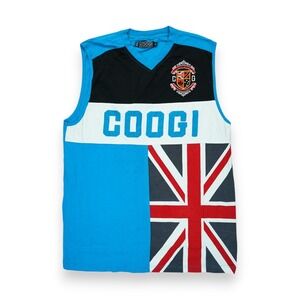 NWOT Coogi Australia T Shirt Mens XL Multicolor Sleeveless ~ Embroidered & Patch